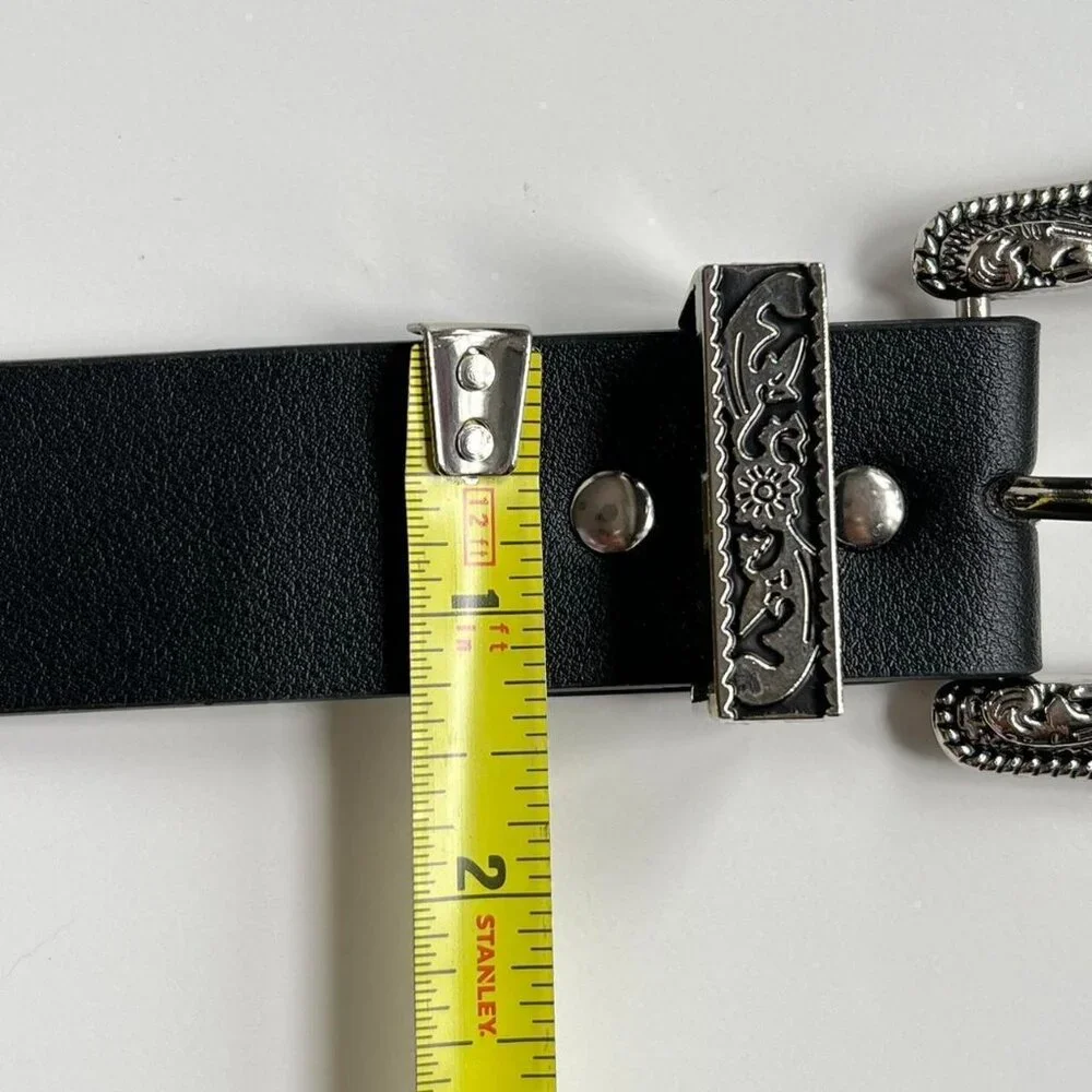 Black Star-Stud Western Leather Belt